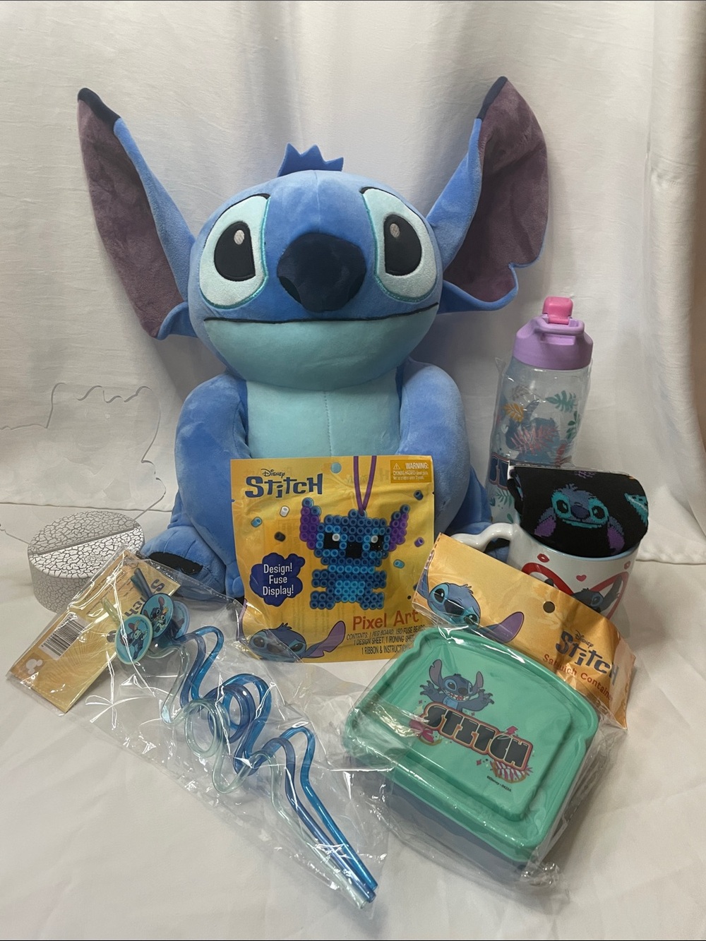 Disney Stitch Weighted Plush & Gift Bundle - Light Blue, Dark Blue, Purple